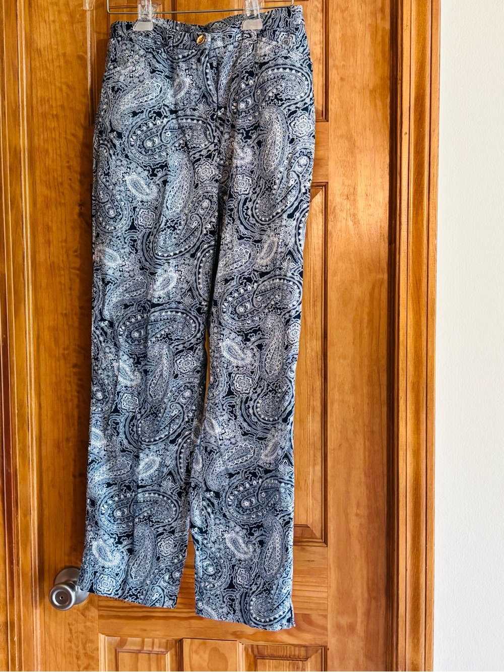 Ralph Lauren Paisley Print Wide-Leg Pants in dark blue & White